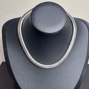 Silver Tone Snake Thick Choker Necklace Classy